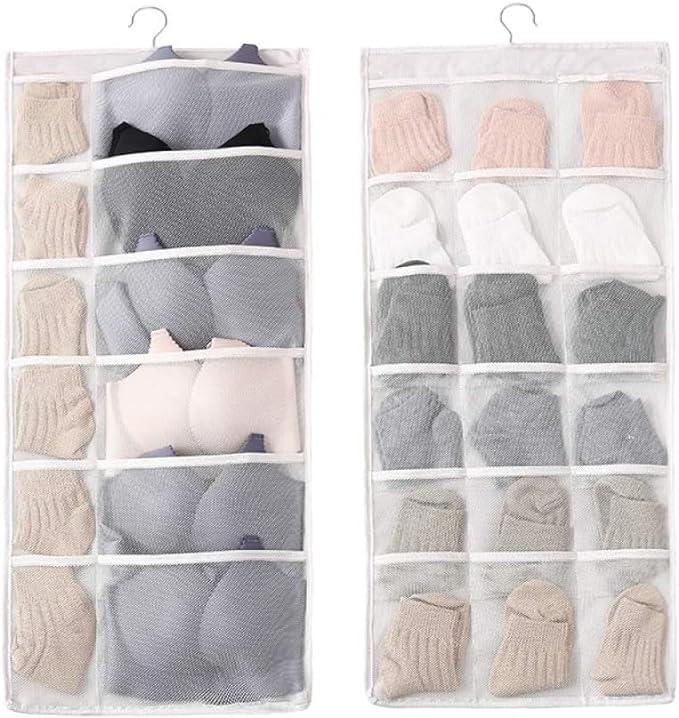 Double Sided Hanging Closet Organizer Storage Bag 30 Mesh Pockets�